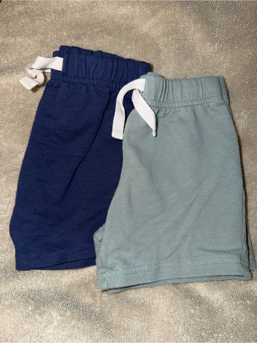 Carter's Knit Drawstring Shorts - Navy & Light Blue